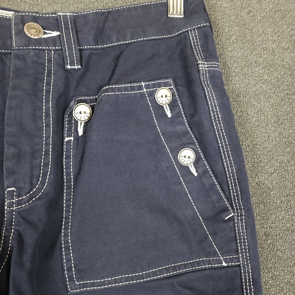 DIESEL Navy Blue Wide Leg Sailor Pants Contrast Stitch Size 26 - Picture 2 of 10